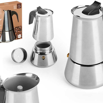 Kinvara Percolator Italiaans koffiezetapparaat - staal - zilver - 4kopjes - Koffiezetter