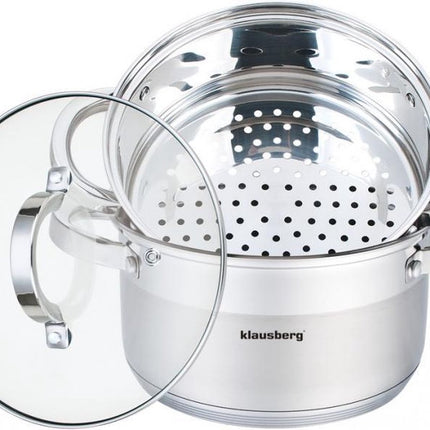 Klausberg 7141 - stoompan - 3 delig - 22cm - rvs - alle warmtebronnen
