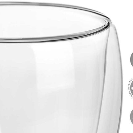 Vivalto dubbelwandige koffieglazen/theeglazen - 6x stuks - Borosilicaat glas - 246 ml