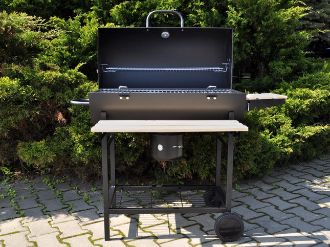 Grote Houtskoolbarbecue op Wielen met Deksel, Thermometer en Verstelbare Roosters – Ideaal voor de Tuin