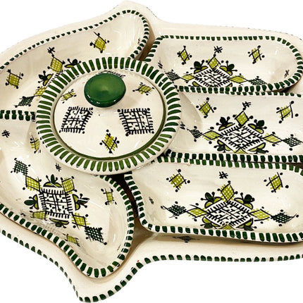 Khamsa dipping en serveerset-aardewerk en handgemaakt - 7-delige