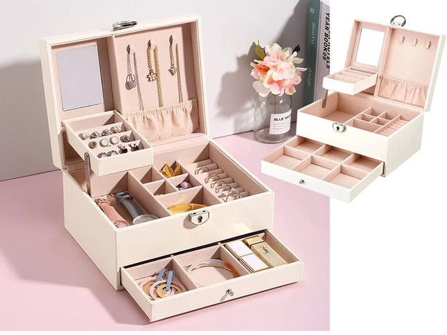 Sieraden Organizer met Spiegel - Luxe Opbergdoos