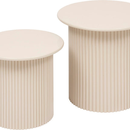 Atmosphera Eino Bijzettafels - Ø40xH38cm - Set van 2 stuks - Beige