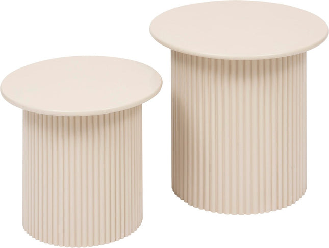 Atmosphera Eino Bijzettafels - Ø40xH38cm - Set van 2 stuks - Beige