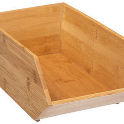 5Five Stapelbare opbergmand 1 vaks organizer - 3x - L18 x B31 x H12 cm - bamboe hout - lichtbruin