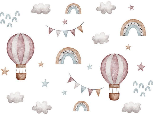 Sipo Wandsticker Ballonnen en Regenboog - Zelfklevende Muursticker voor Kinderkamer - 64x86 cm - Kleurrijke Decoratie voor Meisjes- en Jongenskamer