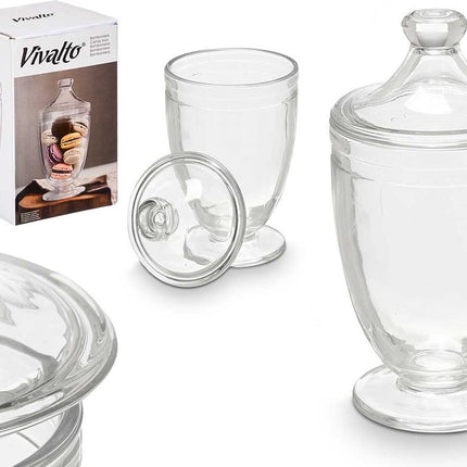 Vivalto Snoeppot/voorraadpot Candy Box - Bonbonniere - glas - met luchtdichte deksel - D12 x H24 cm - Koektrommel