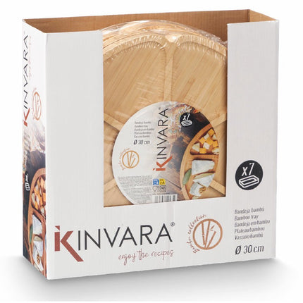 Kinvara Serveerplank 7 vakken - D30 cm - bamboe hout - kaasplankje - borrelplank - tapasplank