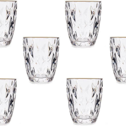 Vivalto Waterglazen/drinkglazen - kristal look - gouden rand - 270 ml