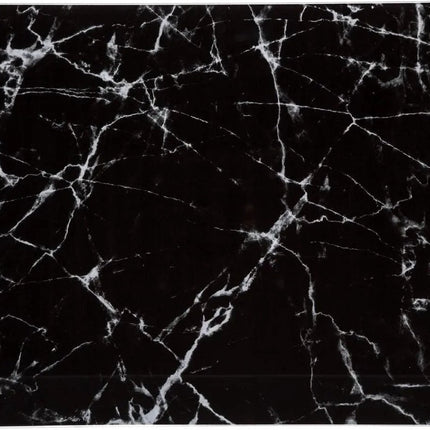 Glazen Snijplank - Snijplanken - Marmer Motief: 40 x 30 cm - UV Gelaagd Glas - Dienblad - Rechthoek- Anti-Slip - Zwart