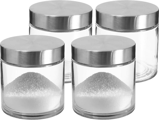 4x stuks voorraadbussen/voorraadpotten 0,75L glas met RVS deksel - 750 ml - Voorraadpotten met luchtdichte deksel