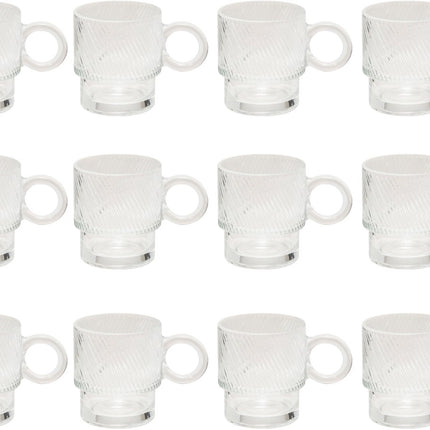 Set van 12 Transparante Glas Mokken - 30 cl - Vaatwasserbestendig - Ideaal voor Koffie, Thee en Meer