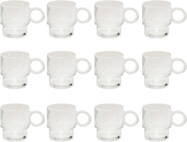 Set van 12 Transparante Glas Mokken - 30 cl - Vaatwasserbestendig - Ideaal voor Koffie, Thee en Meer