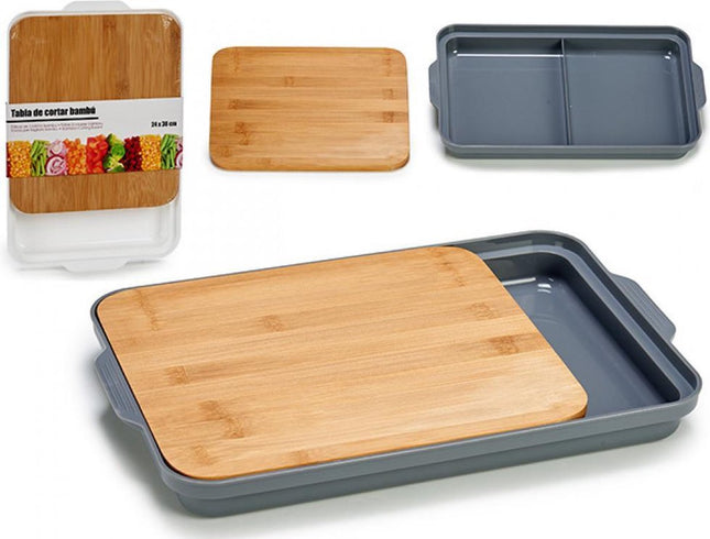 AK Kitchen - Bamboe snijplank met opvangbak - Wit