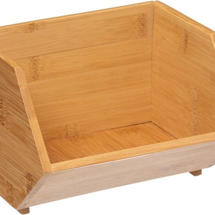 5Five Stapelbare opbergmand 1 vaks organizer - L18 x B31 x H12 cm - bamboe hout - lichtbruin
