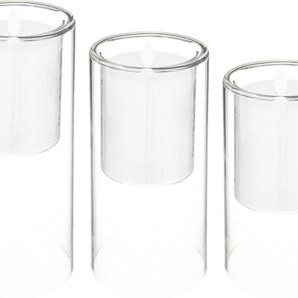 Atmosphera LED kaarsen met dubbel glas - Set van 3 stuks - Ø10xH25/20/15cm