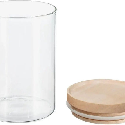 Secret de Gourmet Voorraadbus - voorraadpot - 600 ml - glas - met houten deksel - voedsel - keuken
