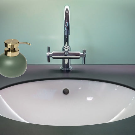 5Five Zeeppompje/dispenser Savon - kunststeen - ficus groen - kunststeen - 10 x 12 cm - 400 ml