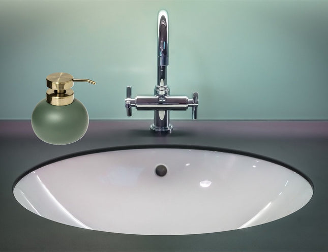 5Five Zeeppompje/dispenser Savon - kunststeen - ficus groen - kunststeen - 10 x 12 cm - 400 ml