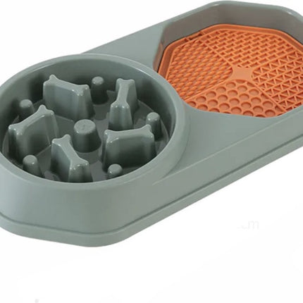Mascow 2-in-1 Slowfeeder met Likmat - Voerbak - Voerbak voor Honden - Hondenvoerbak - Drinkbak Hond - Groen