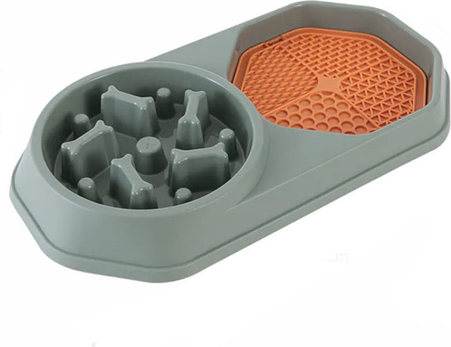 Mascow 2-in-1 Slowfeeder met Likmat - Voerbak - Voerbak voor Honden - Hondenvoerbak - Drinkbak Hond - Groen