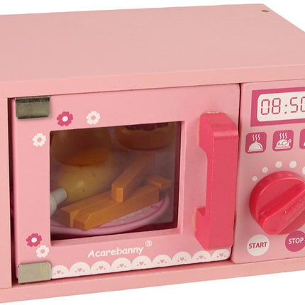 Houten Magnetron Speelgoed - Keuken Accessoires Set met Eten - Educatief Kookspeelgoed - Duurzaam Houten Speelgoed - Keukenset - Kippenbout