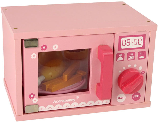 Houten Magnetron Speelgoed - Keuken Accessoires Set met Eten - Educatief Kookspeelgoed - Duurzaam Houten Speelgoed - Keukenset - Kippenbout