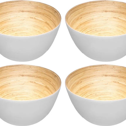 Secret de Gourmet - 4x - Slakom/serveer schaaltjes - bamboe wit - D17 cm