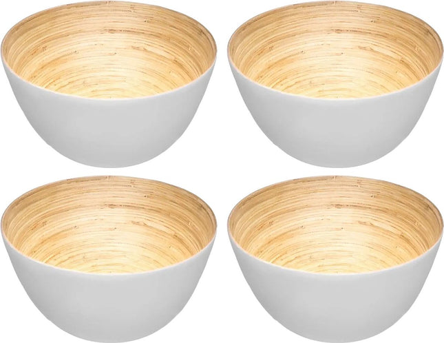 Secret de Gourmet - 4x - Slakom/serveer schaaltjes - bamboe wit - D17 cm