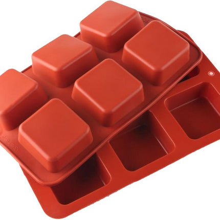 Bakvorm Siliconen - vierkant vorm - Silicone Mold - Muffin, Pudding, Cheesecake - 6 vormpjes