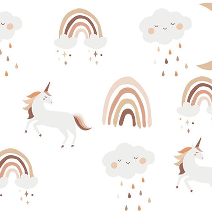 Sipo Wandsticker Eenhoorns - Zelfklevende Muurdecoratie voor Kinderkamer - 86x54 cm - Kleurrijke Eenhoorn Sticker voor Meisjeskamer - Unicorn - Regenboog - Muurstickers