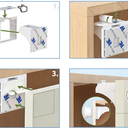 SIPO Magnetische Kastbeveiliging - Onzichtbare Blokkade Set 4-delig - Met Magneetsleutel - SBS-M4 - Ladebeveiliging - Kindersloten -