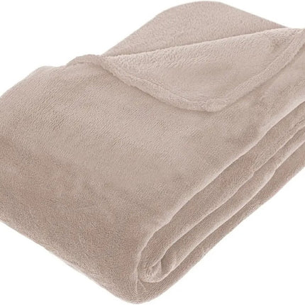 Atmosphera Fleece deken of plaid harig - beige - 180 x 230 cm - polyester - Bankdeken - Fextra groot fleece plaid