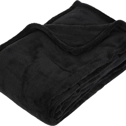 Fleece deken/fleeceplaid zwart 125 x 150 cm polyester - Bankdeken - Fleece deken - Fleece plaid