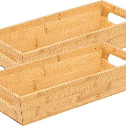 5Five Broodmand Classic Backery - 2x stuks - Bamboe - rechthoekig - houtkleur - 33 x 14 x 7 cm