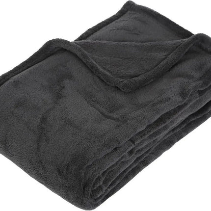Atmosphera Fleece deken of plaid harig - antraciet - 130 x 180 cm - polyester - Bankdeken - Fleece plaid