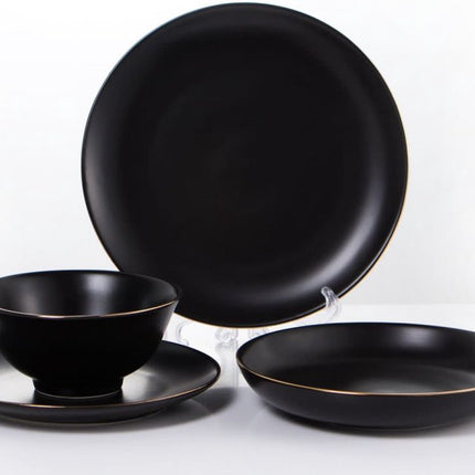 Serviesset 24-delig 6 Personen - Zwart-Goud
