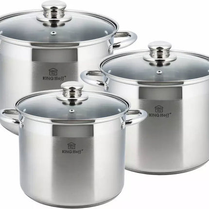 Kinghoff Soeppan - 25 cm - 8,5ltr- RVS - met glazen deksel