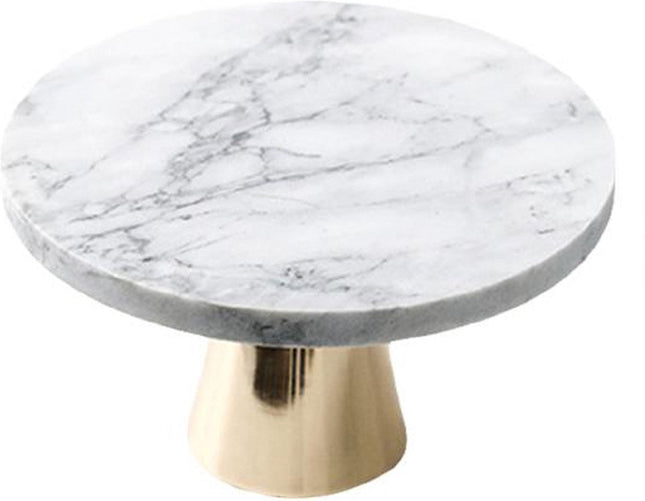 Hakal - Taartplateau - Rond - Wit/Goud - marmer dienblad