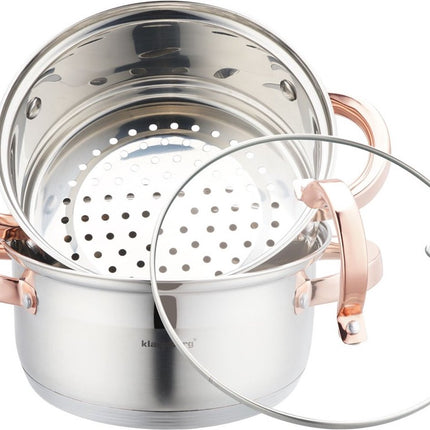 Klausberg 7725 - stoompan - 3 delig - 18cm - rvs - alle warmtebronnen