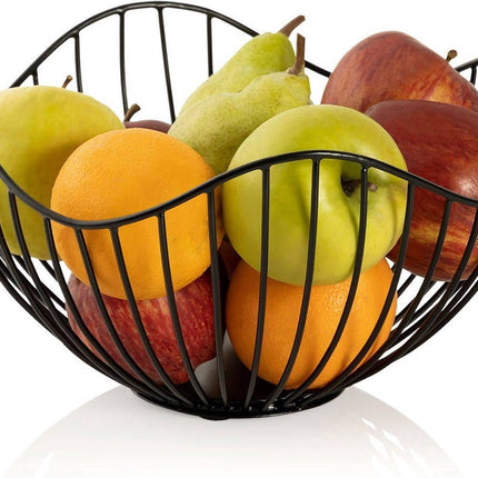 Metalen fruitmand zwart rond 25 cm - Fruitschalen/fruitmanden - Draadmand