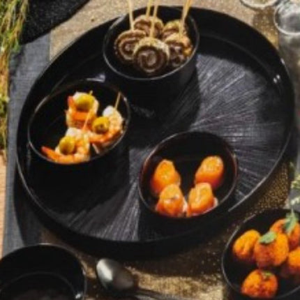 Tapas-set Astra - Glazen Serveerschaal 6-delig - 34x5 cm - Zwart