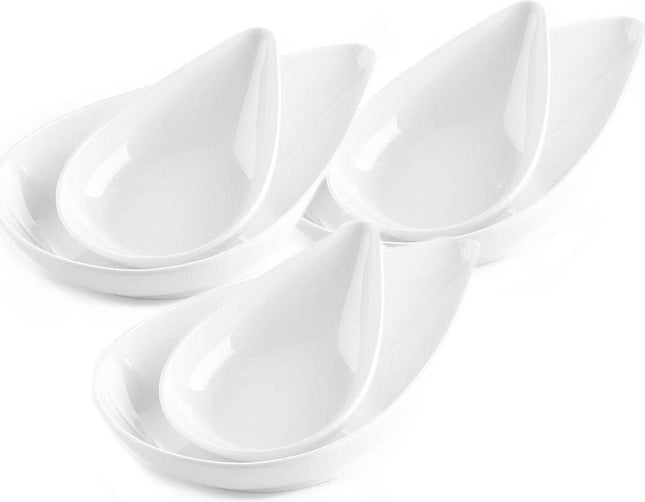 Melamine druppel schaaltjes wit 6 stuks 17,5 cm x 11,5 cm