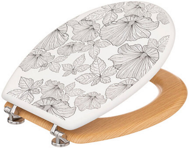 Blackflora Toiletbril met Bloemen Print - Sierlijke WC Bril - Duurzaam HDF Materiaal - 42,5 cm - WC-Bril