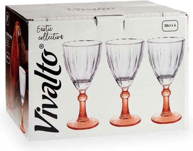 Vivalto - Wijnglazen Exotic Collection set 6x op oranje voet 275 ml