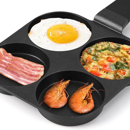 Gebakken ei-pan, pannenkoekenpan - 4 vakjes omelet Pan-Koekenpan - Ontbijt Maker - eierpan - Alle kookplaten -