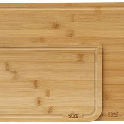 5Five Keuken snijplanken set van 2x stuks met druiprand - bamboe hout - 35 x 25 cm/22 x 15 cm