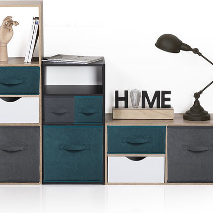 5Five Opbergmand/kastmand - zwart - 29 liter - 31 x 31 x 31 cm - Opbergboxen - Vakkenkast manden - polyester