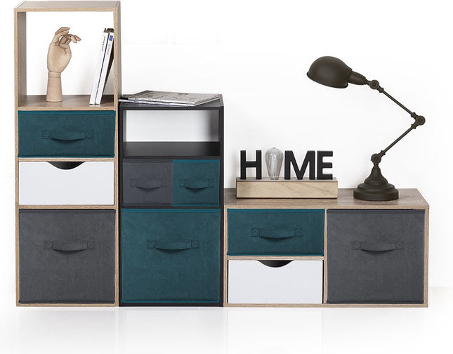 5Five Opbergmand/kastmand - zwart - 29 liter - 31 x 31 x 31 cm - Opbergboxen - Vakkenkast manden - polyester