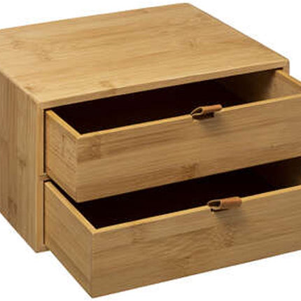 Five® Bamboe bakjes met 2 lades - Hout - Duurzaam - 2 lades (25 x 14,5 x 20)